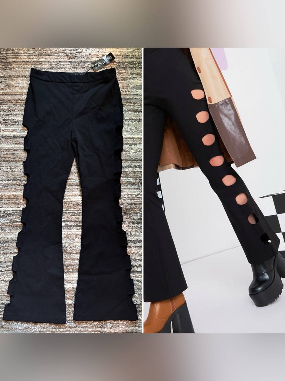 Current Mood Black Flared Cutout Pants